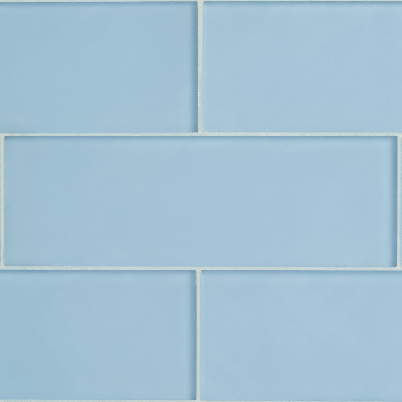 Contempo 4" x 12" Glass Brick Look Subway Tile, Blue