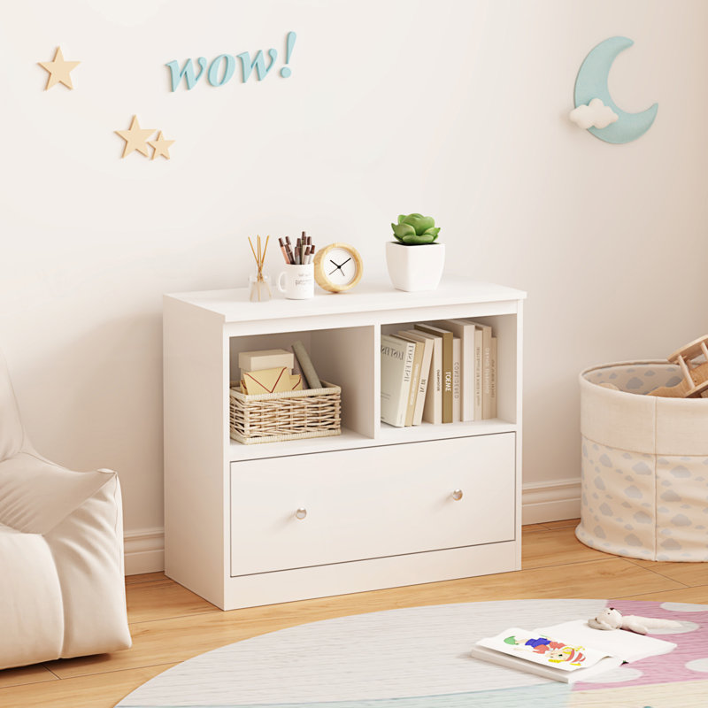 Rangement pour jouets pour enfants avec grand tiroir, bibliothèque basse
