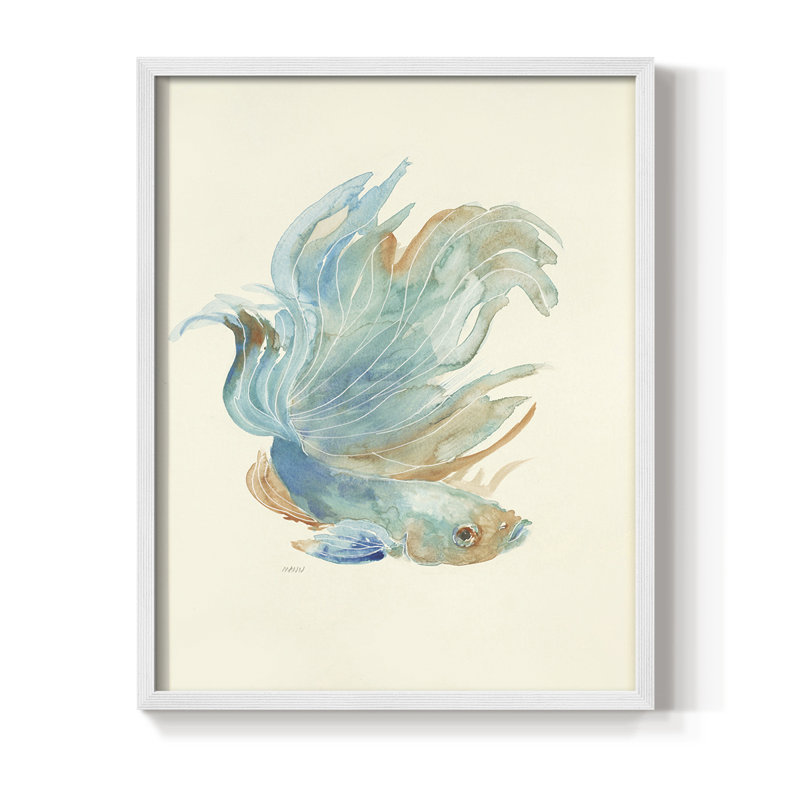 Betta I Framed Print - Solid Wood, White, 14" H x 11" W