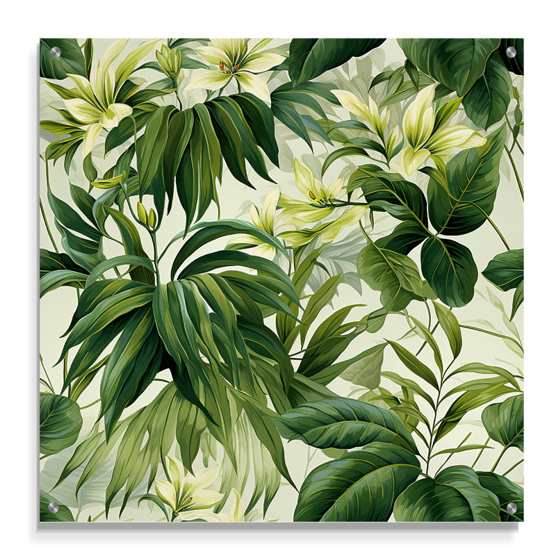 Corwen - Plantes, art mural acrylique pour le salon, H 16 po x l 16 po