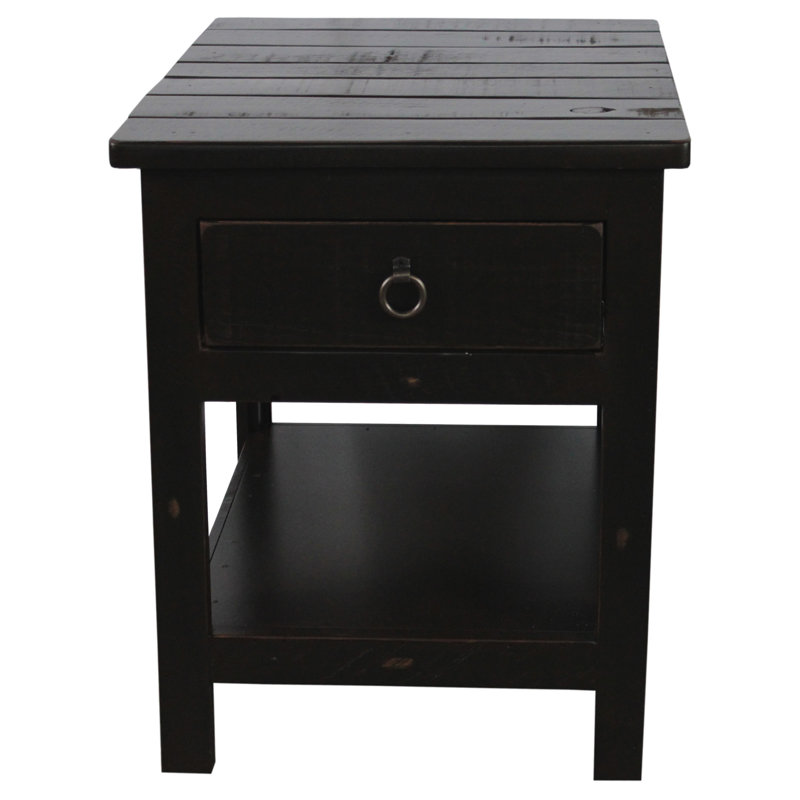Table de bout rustique Canales, Noir rustique antique