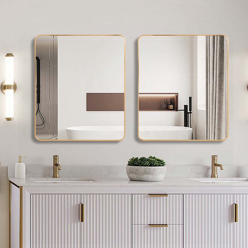 Miroir mural pour salle de bain Exquis, Doré