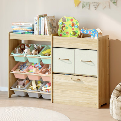 Solid Pine Wood Toy Organizer - Toy Organizers And Storage, Toy Storage With Bins And Drawers, Toy Storage Organizer For Kids Room, Playroom, Nursery by Isabelle & Max