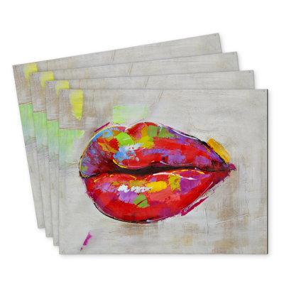 Colorful Lips Polyester Mindaugas Set of 4 | Home Decor