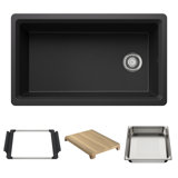 Inteos SILGRANIT 33" Single Bowl Reversible Undermount Workstation Kitchen Sink