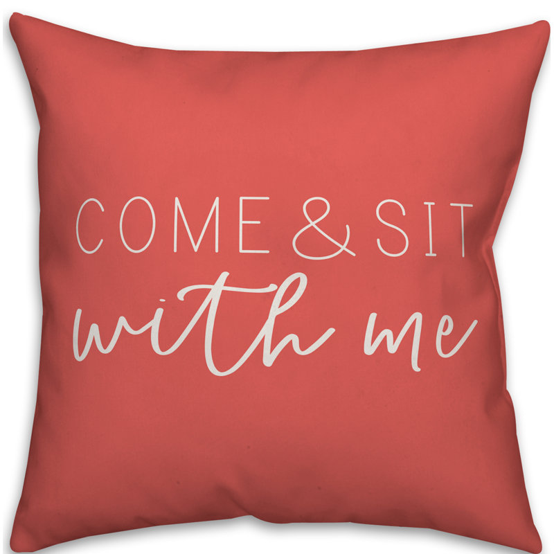Textual Outdoor Throw Pillow, 20" H x 20" W, Coral
