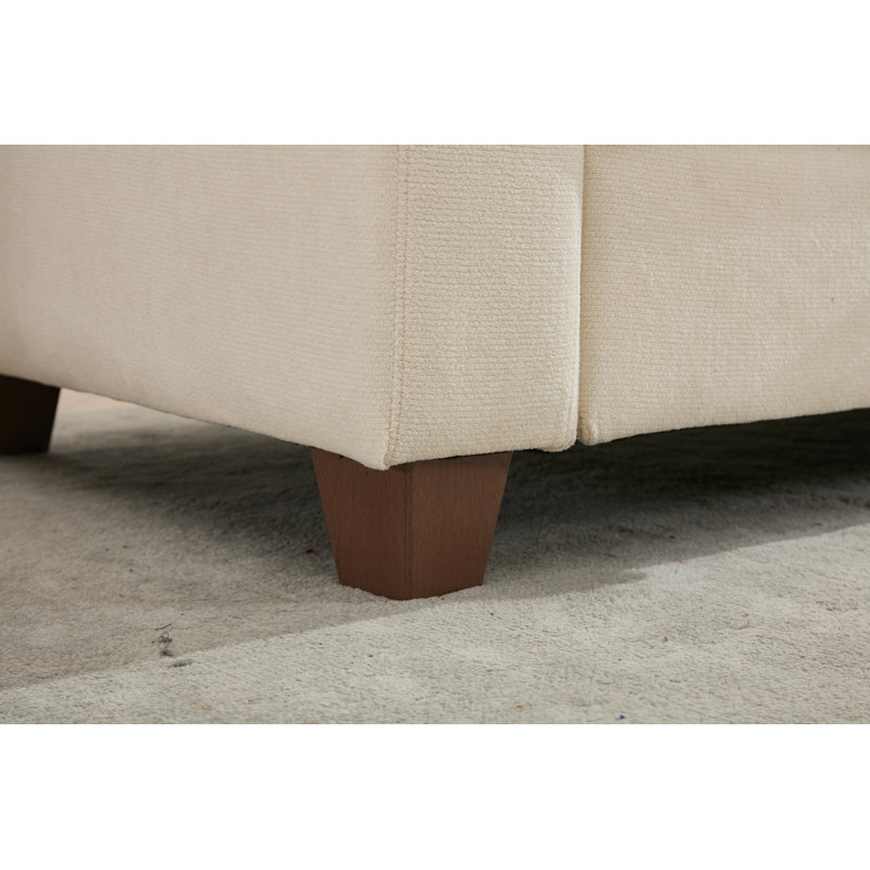 Canapé modulaire de 103 po avec rangement, porte-gobelets et repose-pieds avec rangement 103 po, Beige