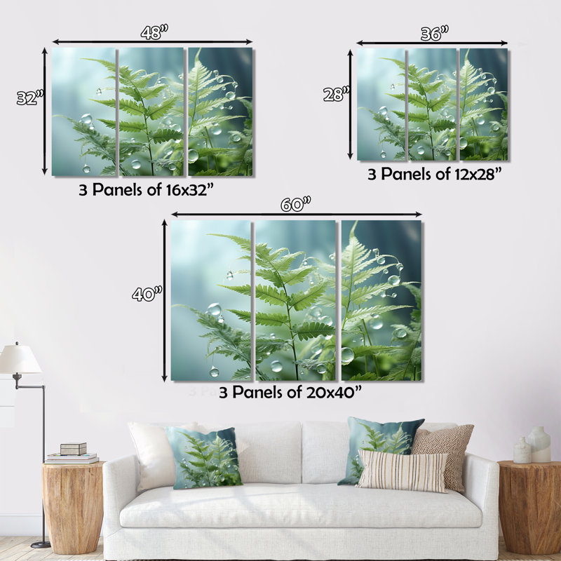 Ferns Plant Ethereal Whispers I - Ensemble de décorations murales florales en métal