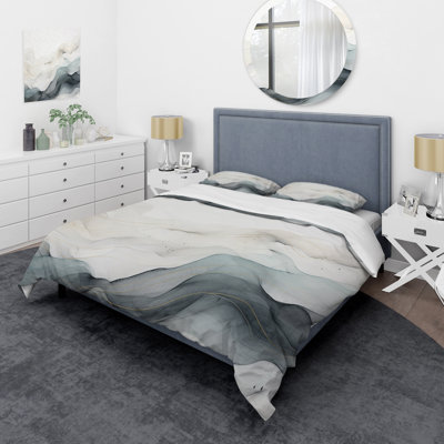 Blue Grey Line Art Conceptual Abstract II - Line Art 4 Pcs Comforter Set
