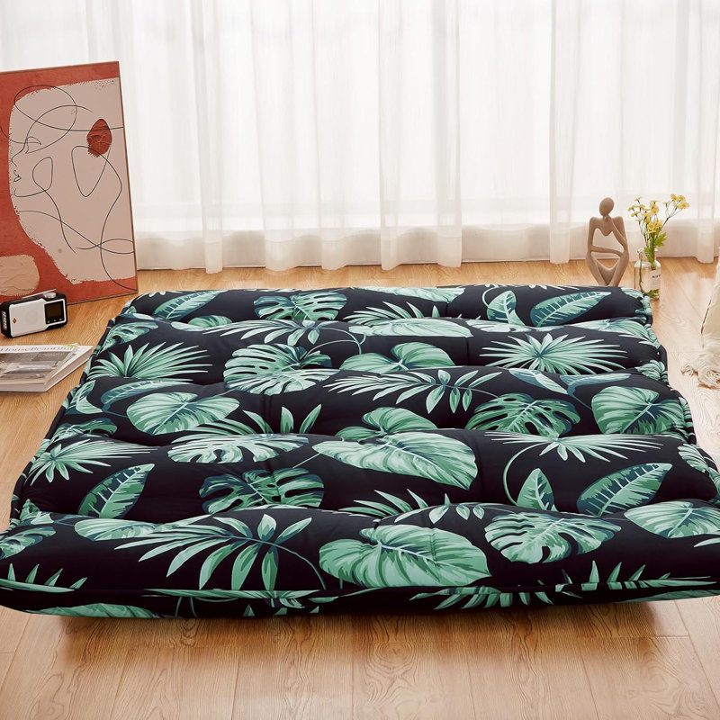 Floral Print Japanese Style Floor Mattress Roll Up, Full
