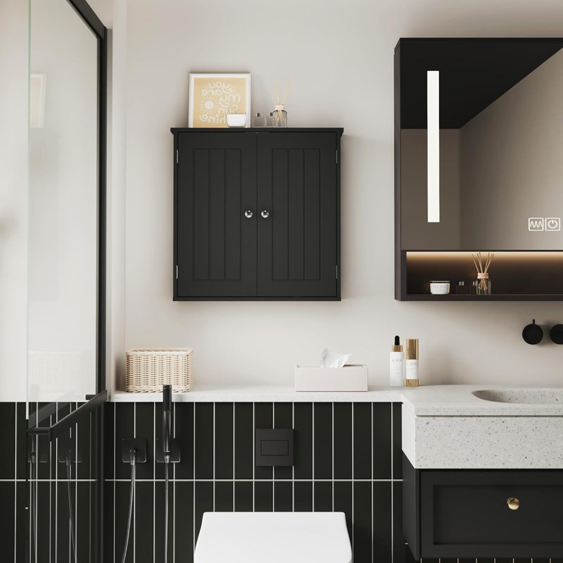 Bernave Wall Mounted Required Bathroom Cabinet, Black