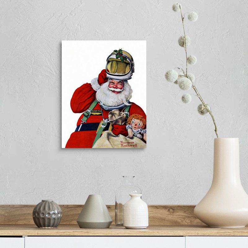 Space Space Santa, art mural sur toile, H 14 po x l 11 po x P 1,25 po, Toile tendue