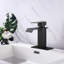Robinet pour salle de bain à poignée simple Waterfall Spout en noir mat, fabriqué en acier inoxydable noir-128924365
