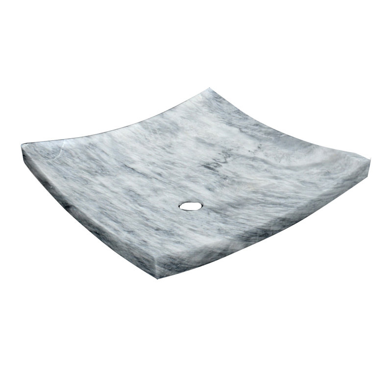 18” Badal Gray Marble Rectangular Vessel Sink – Natural Stone Bathroom Vanity Basin – Modern Luxury Stone Sink for Powder Room & Master Bathroom