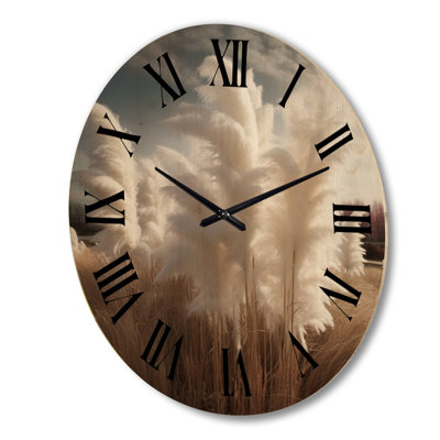 Horloge murale surdimensionnée en bois blanc Pampas Meadows III - Ferns