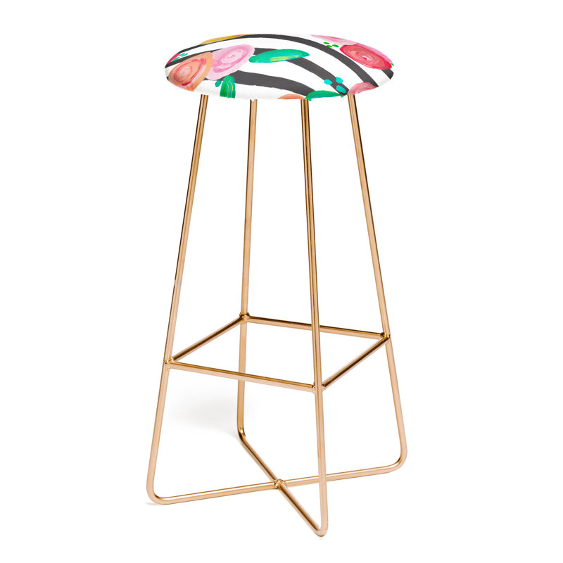 Upholstered Counter Stool with Metal Frame