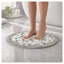 Tapis de bain rond en coton gris tufté à motifs floraux, 63,5 cm (25 po), certifié OEKO-TEX®, antidérapant.