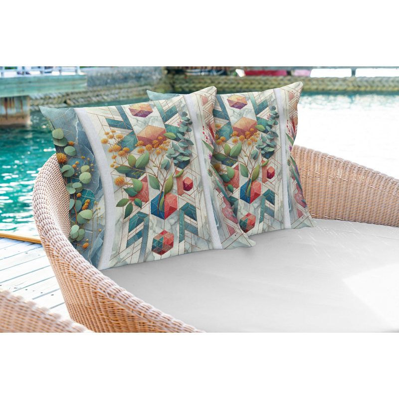 Ensemble de 2 housses de coussin Ambesonne Eucalyptus bleu sarcelle multicolore, Carré, H 24 po x l 24 po