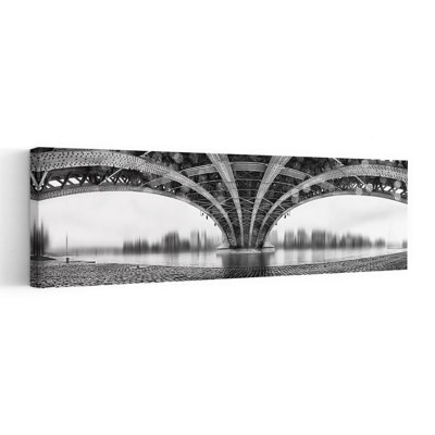 Pont, réflexion, architecture industrielle moderne, art mural
