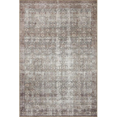 Gray Traditional Geometric Decorative Washable Rug
