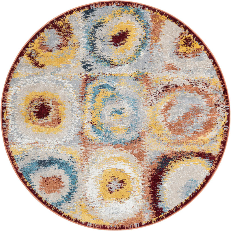  Tiles Kamala Washable Rug, Round 5'3"