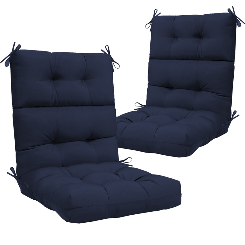 High Back Chair Cushion Set Of 2, Outdoor Seat Back Cushion, Indoor Rocking Pads For Patio, Waterproof Fade Resistant
