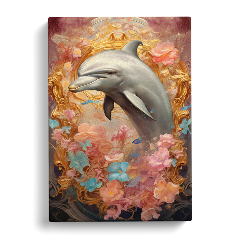Dolphin Baroque Art - Wrapped Canvas, 50cm H x 35cm W x 3cm D