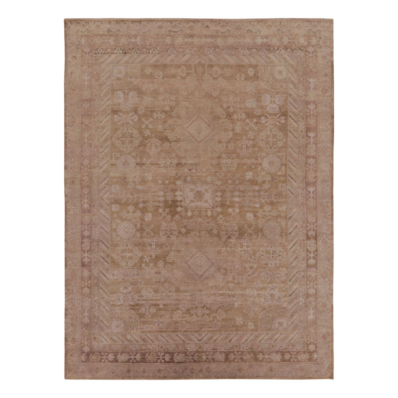 Rug & Kilim’S Khotan-Inspired Rug, Beige-Brown With Mauve Traditional Patterns