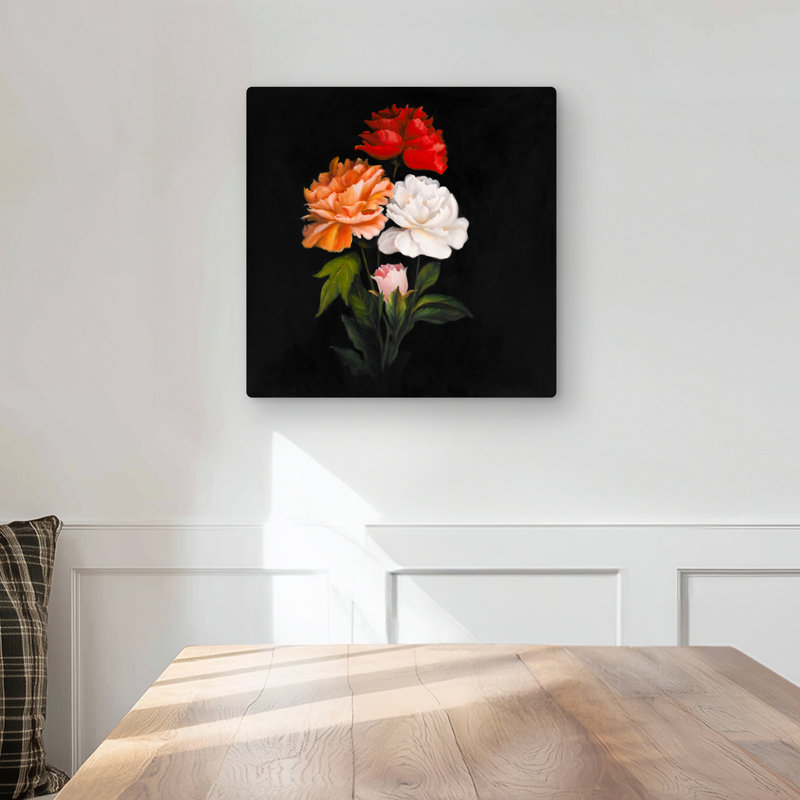 Three Beautiful Rose Flowers - Botanical Hyperrealist Metal Print