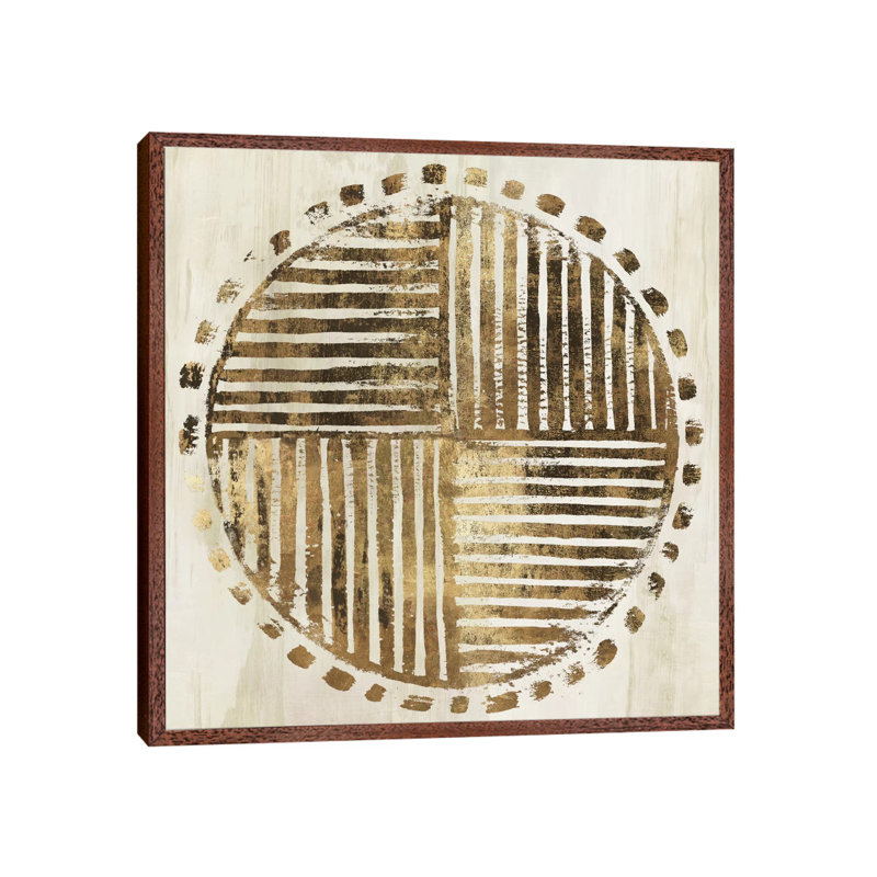 African Lines I by Eva Watts - Floater Frame Painting on Canvas, 93.98 cm H x 93.98 cm W, Brown Framed