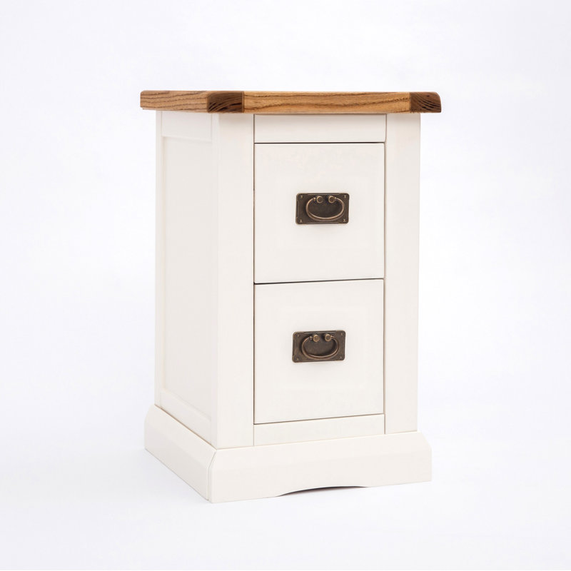 Pharsalia 35cm W Plywood / Laminate Board Bedside Table, Brass Handle, White