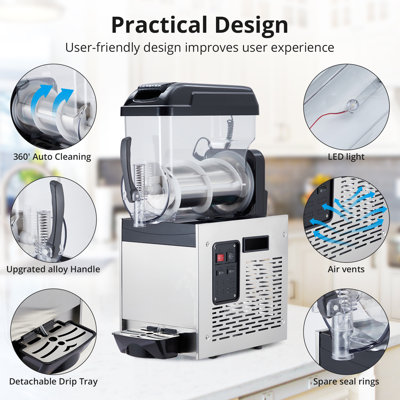 Commercial Slushie Machine, Frozen Drink & Margarita Maker, Slushy Machine for Smoothie, Cocktail, Home & Bar Frozen Beverage Dispenser