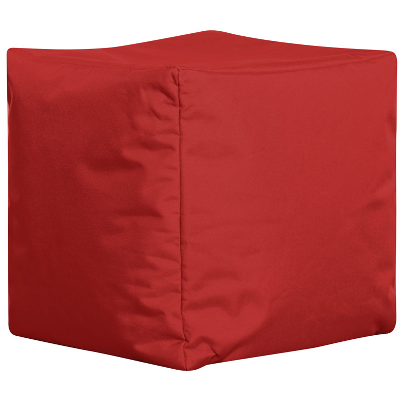  Moseley 16" Square Bean Bag Pouf Ottoman, Water-Repellent, Orange