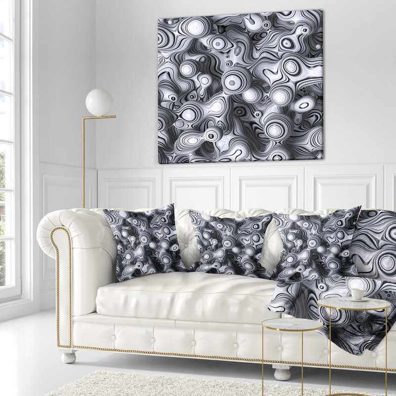 3D abstrait ondulé bulles - coussin imprimé abstrait, 16 po x 1 po, Coussin décoratif
