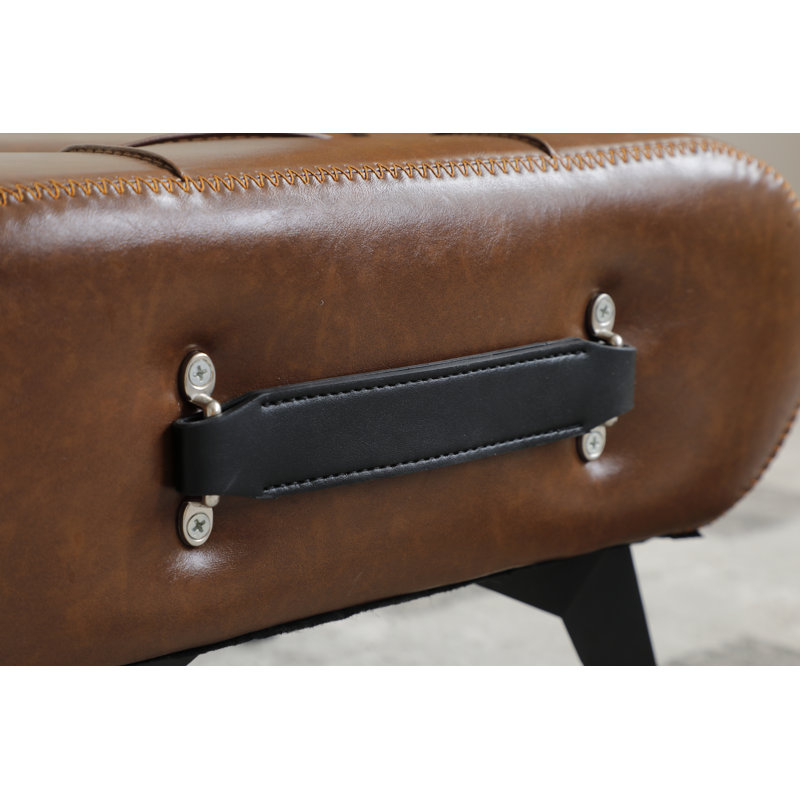 Faux Leather Handable Upholstery Ottoman，Foot Rest Footstool，Accent Stool for Home Deco, Coffee