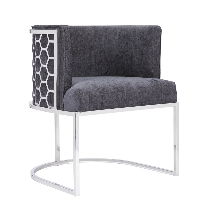 Rosie-Jane 15'' H Faux Leather Upholstered Armchair, Dark Gray