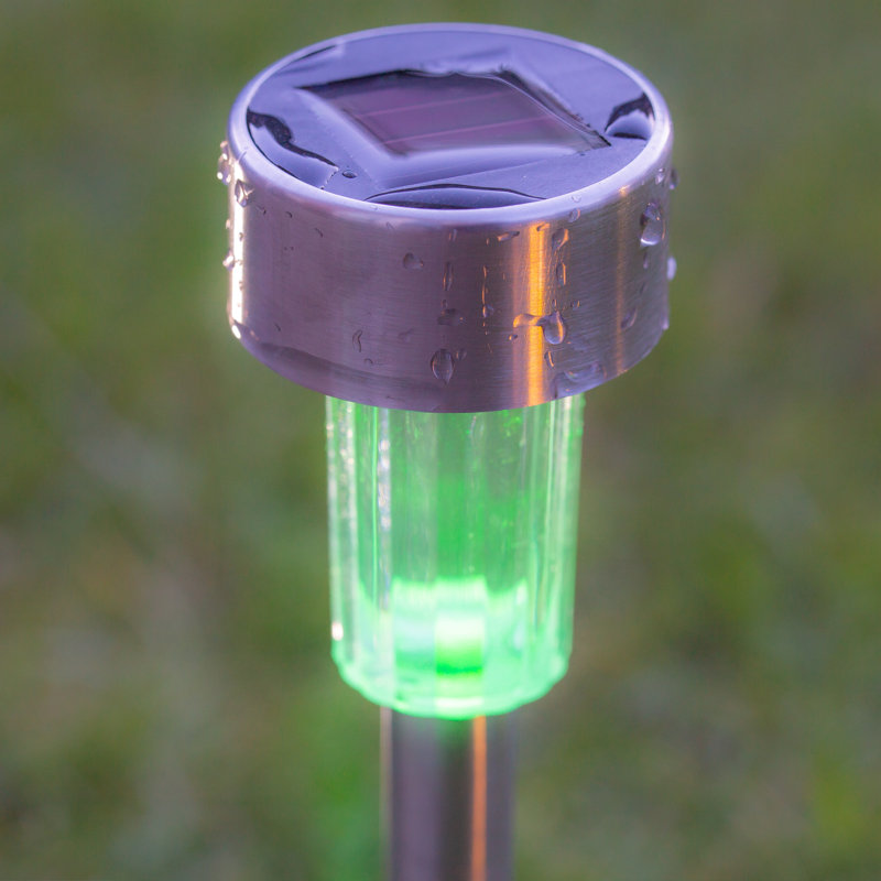 Silver Low Voltage Solar Powered Integrated LED Metal Pathway Light Pack