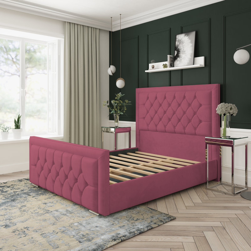 Upholstered Bed, Maroon, Double (4'6)