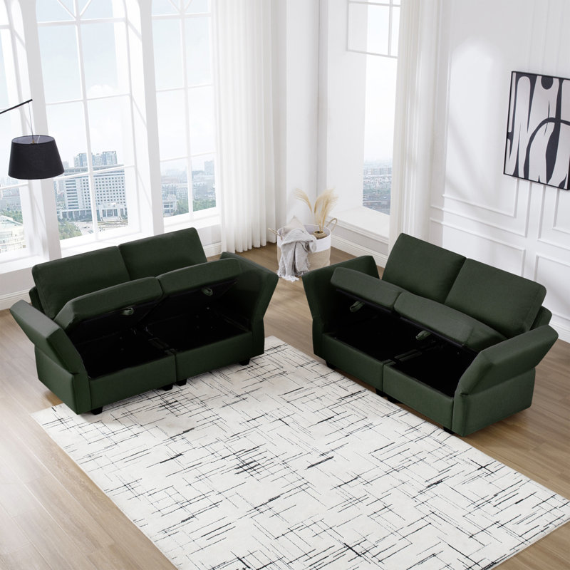 Ensemble de canapé confortable de style Mid-Century moderne avec rangement et fonctions réglables pour les petits espaces