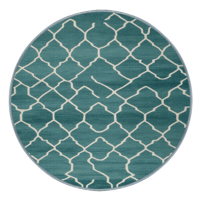 Machine Washable Trellis Blue Area Rug