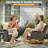 7 Piece Rattan Sofa Seating Group with Fire Pit and Cushions-405921507-405921532