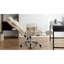 Fauteuil de bureau grande taille beige en cuir ergonomique inclinable avec repose-pieds, supportant jusqu'à 227 kg (500 lb), idéal pour la décoration intérieure et l'espace de travail à domicile. Dossier haut.