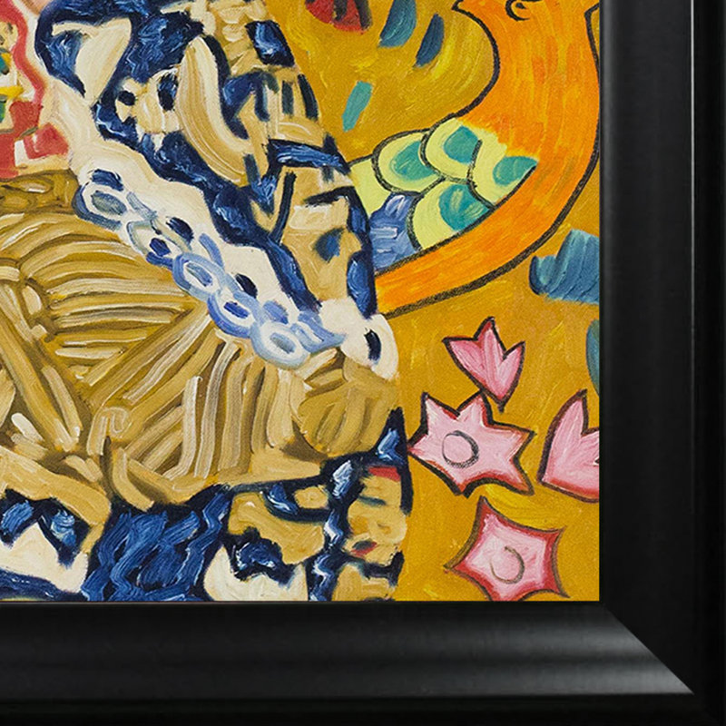 «Con Ventaglio» par Gustav Klimt, peinture sur toile tendue, H 29 po x l 25 po x P 2 po, Noir satiné