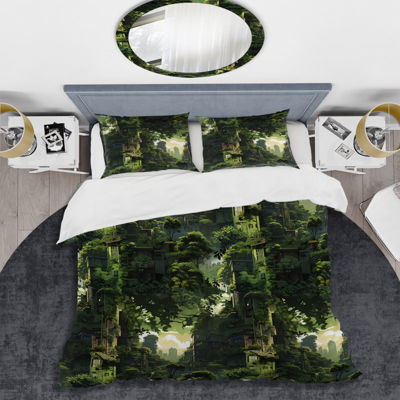 Ensemble de housse de couette Urban Jungle Collage I, Housse de couette pour très grand lit et 2 très