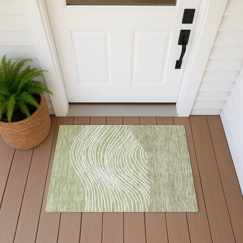 Tapis ACN2350 à rayures lavable à la machine intérieur / extérieur, Rectangle 1 pi 8 po x 2 pi 6 po