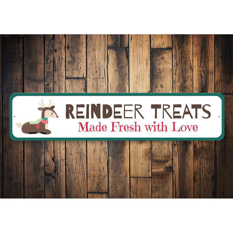 Enseigne en aluminium «Reindeer Treats Holiday», H 6 po x l 24 po x P 0,06 po