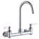 8" Centerset Deck Mount Laminar Flow Faucet w/5" Gooseneck Spout 2in Lever Handles 1/2"  Offset Inlet Chrome