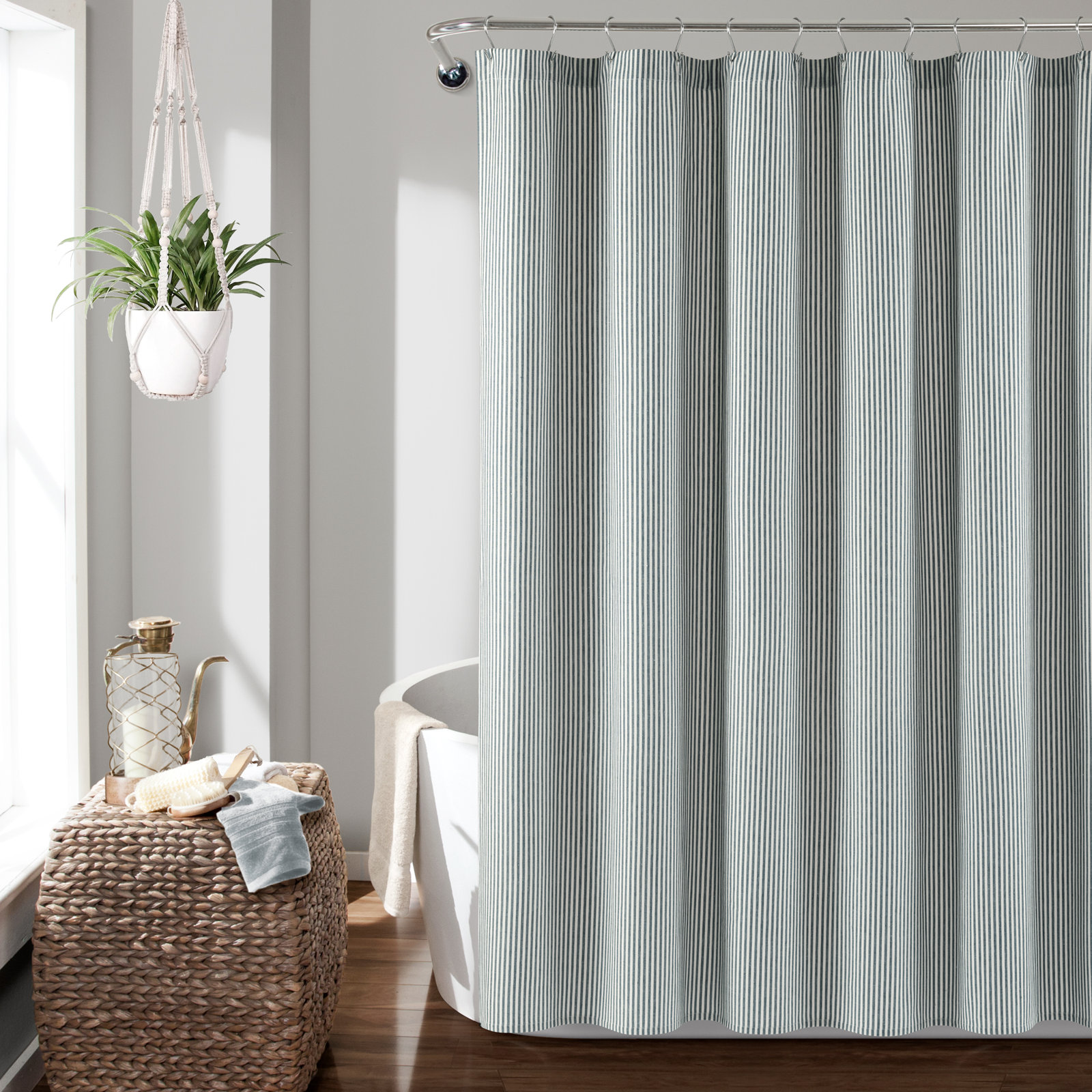 Bruno Striped Shower Curtain, Blue