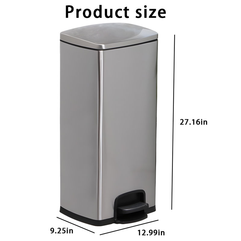 Poubelle ouverte en acier inoxydable 6,59 gallons