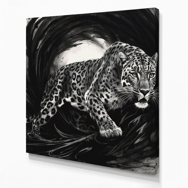 «Big Cats», art léopard sur toile gris, H 8 po x l 8 po